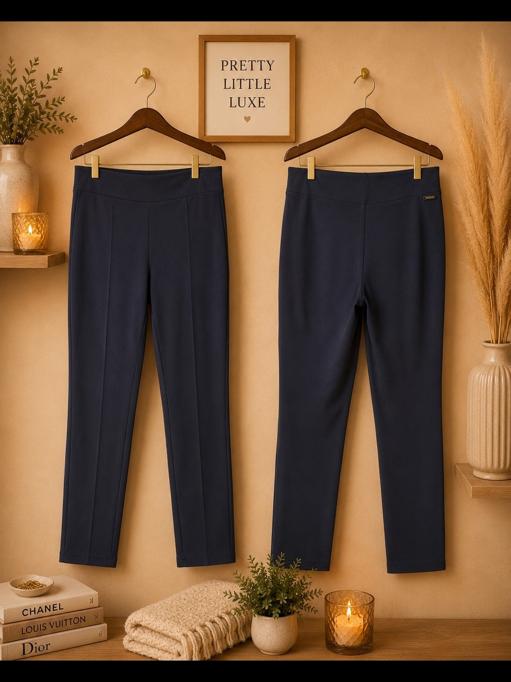 Tahari Navy Slim Dress Pants Medium